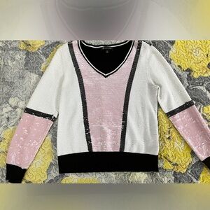 Sequin colorblock sweater